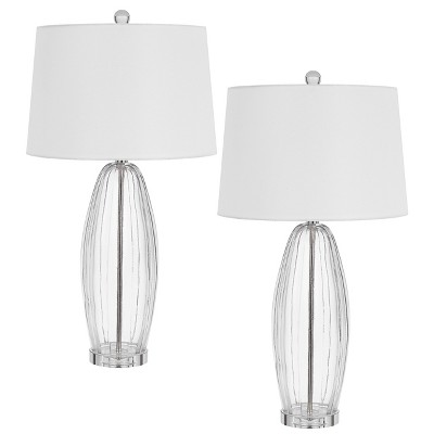 Cal Lighting Raisio 150W 3 Way Glass Table lamp with Metal Base and Taper Drum Fabric Shade. Priced and Sold a Pairs.