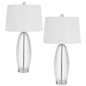 Cal Lighting Raisio 150W 3 Way Glass Table lamp with Metal Base and Taper Drum Fabric Shade. Priced and Sold a Pairs. - 1 of 4