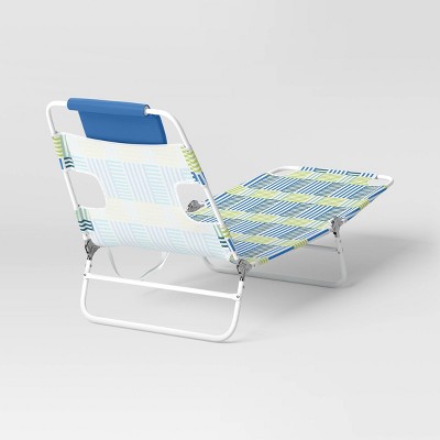 Recycled Fabric Outdoor Portable Beach Lounger Broken Stripe Blue - Sun Squad&#8482;_2