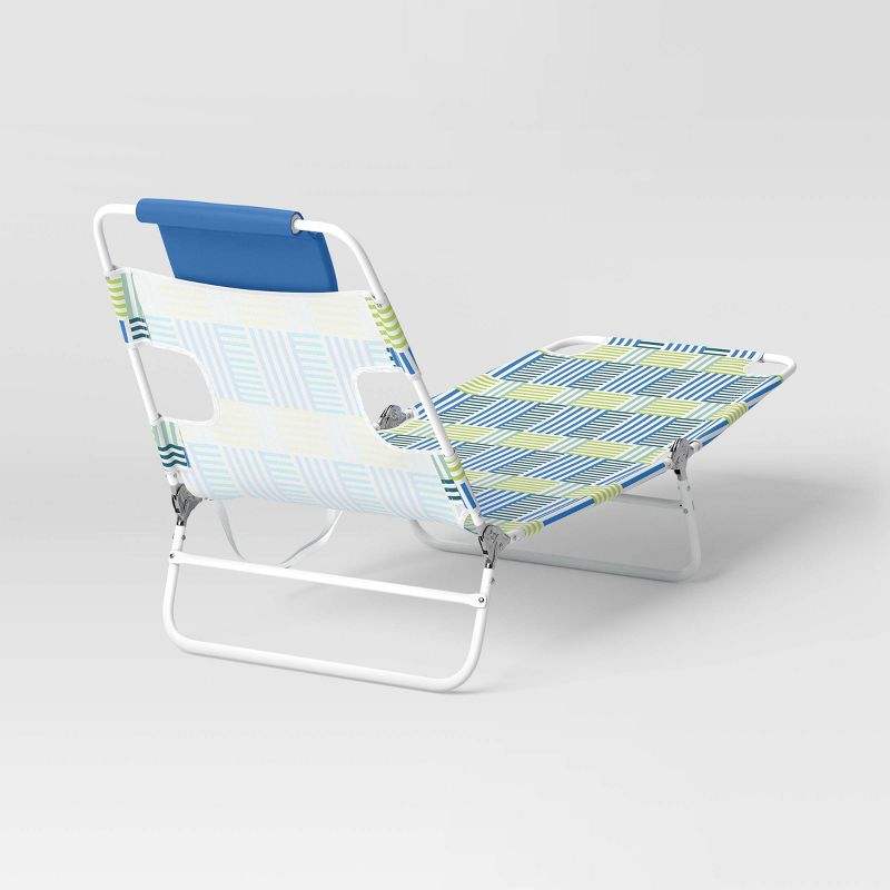 Recycled Fabric Outdoor Portable Beach Lounger Broken Stripe Blue - Sun Squad&#8482;, 3 of 7