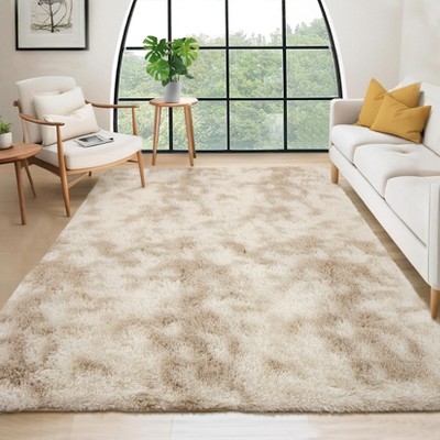Fluffy Shaggy Rug: Tie-Dyed Furry Non-Shedding Plush Rug – Fuzzy Accent Carpet for Living Room, Bedroom | Soft Feet-Friendly Home Decor Floor Cover