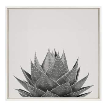 22" x 22" Sylvie Haze Aloe Succulent by The Creative Bunch Studio Framed Wall Canvas White - Kate & Laurel All Things Decor