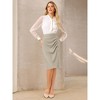 Hobemty Women's Wear to Work Elastic High Waist Pleated Bodycon Midi Skirts - 2 of 4