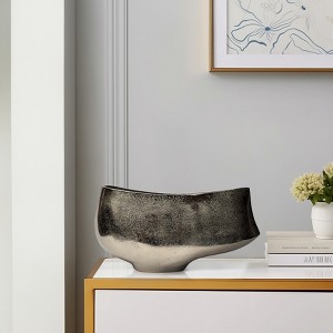 Metal Vase - Decorative Modern Sculptural Accent Home Decor - Minimalist Curved Shape - Home Accent for Living Room, Bedroom, Office - 1 of 4