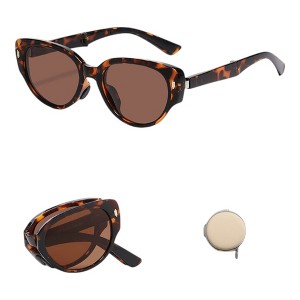 Anna-Kaci Women's Foldable Tortoiseshell Cat Eye Sunglasses with UV Protection and Compact Storage Case - 1 of 1