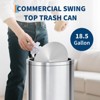 13/18.5 Gallon Stainless Steel Trash Can with Lid, 50 Liter Swing Top Garbage Can with Removable Inner Bucket, Round Waste - 4 of 4