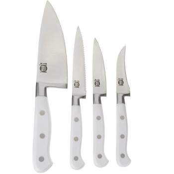 SET of (4) Pampered Chef Quikut Paring Knife #1250 White 2.5 Blade w/  Sleeve