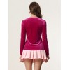 Allegra K Women's Velvet Sweetheart Neck Elegant Long Sleeves Blouses - 4 of 4