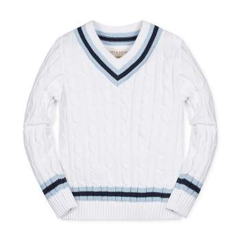 Hope & Henry Boys' Zip-up Textured Sweater (light Blue Heather