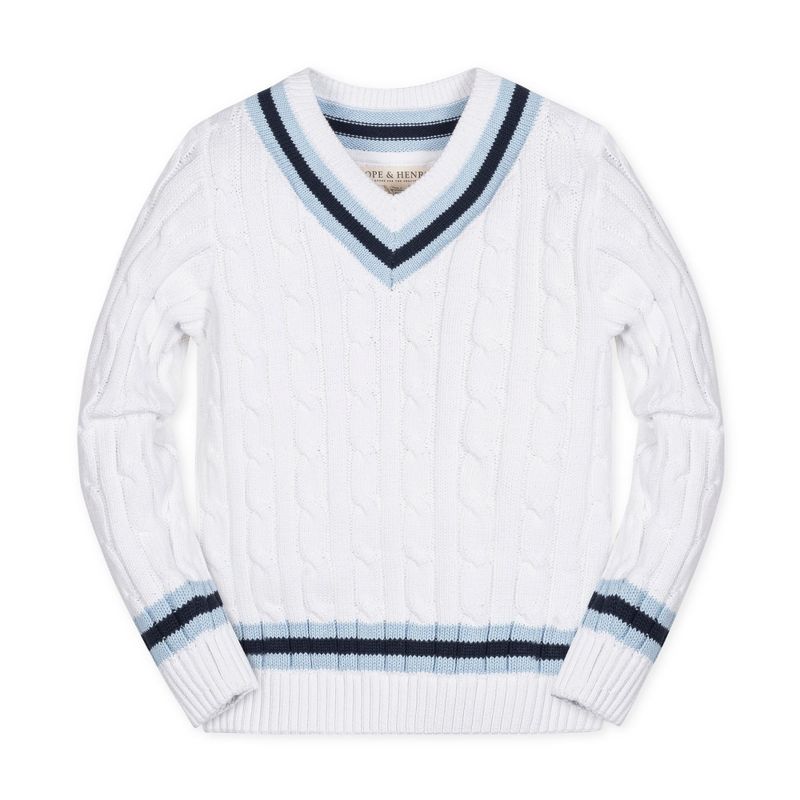 Hope & Henry Boys' Organic Long Sleeve V-Neck Cricket Sweater, Kids, 1 of 9
