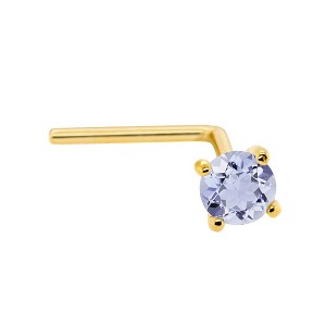 Jewelry Avalanche 22G 14K Gold L-shape Nose Stud with Tanzanite Gemstone - 1 of 2