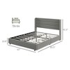 Yukimo 63" Queen Bed Frame with Storage Drawers, Upholstered Headboard Platform Base with Wood Slats, Light Gray - 3 of 4