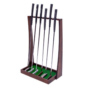 GoSports Premium Wooden Golf Putter Stand - Indoor Display Rack - Holds 6 Clubs - 1 of 4