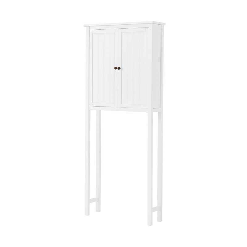 Dover Over the Toilet Hutch Bathroom Shelf with Two Doors and Two Towel Rods White - Alaterre Furniture, 5 of 15