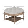 CAVINAS Modern Large Round Ottoman Bench with Bottom Shelf,2-Tier Oversized Storage Ottoman for Living Room - 4 of 4