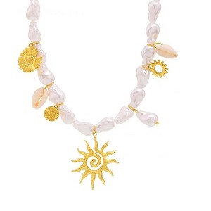 Pearl Necklace for Women - HTUTWOO™ with Gold Celestial Charms, Adjustable Jewelry, for Everyday Wear&occasions - 1 of 4