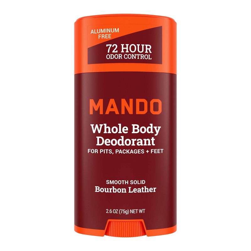 Mando Whole Body Deodorant - Men&#8217;s Aluminum-Free Smooth Solid Stick Deodorant - Bourbon Leather - 2.6oz, 1 of 12