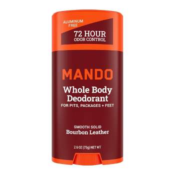 Mando Whole Body Deodorant - Men’s Aluminum-Free Smooth Solid Stick Deodorant - Bourbon Leather - 2.6oz
