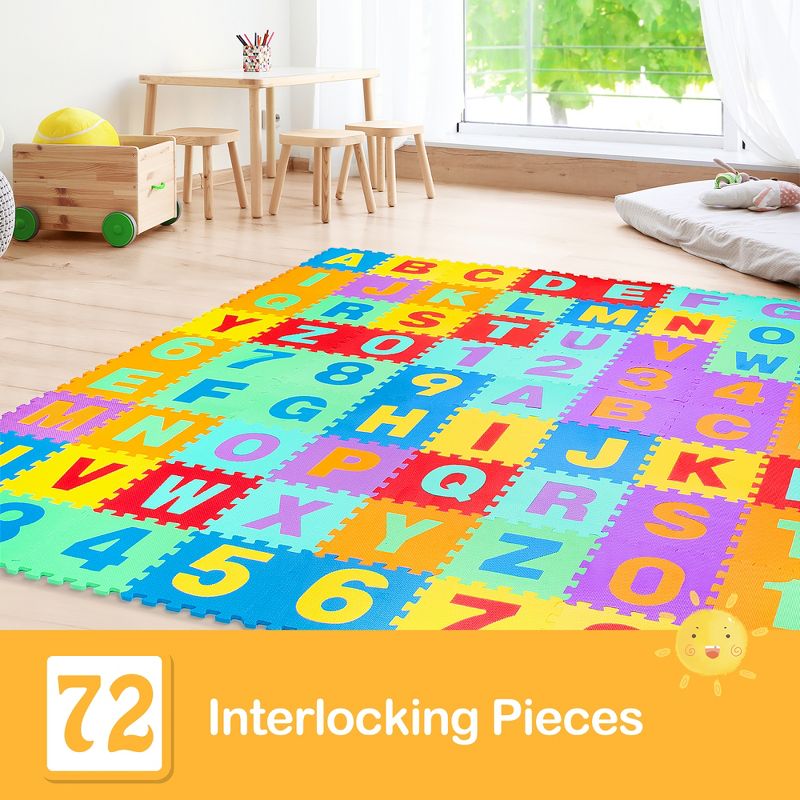 Babyjoy Kids Foam Interlocking Puzzle Play Mat w/Alphabet & Numbers 72-Piece Set, 4 of 11