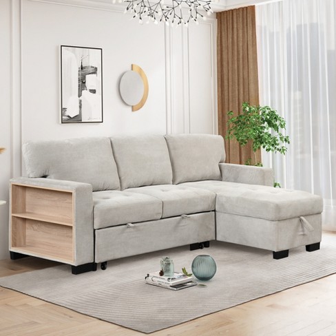 Sectional Sofa Couch Pull Out Sleeper With Storage Rack Bed Drop Down Table And Usb Charger Modernluxe Target