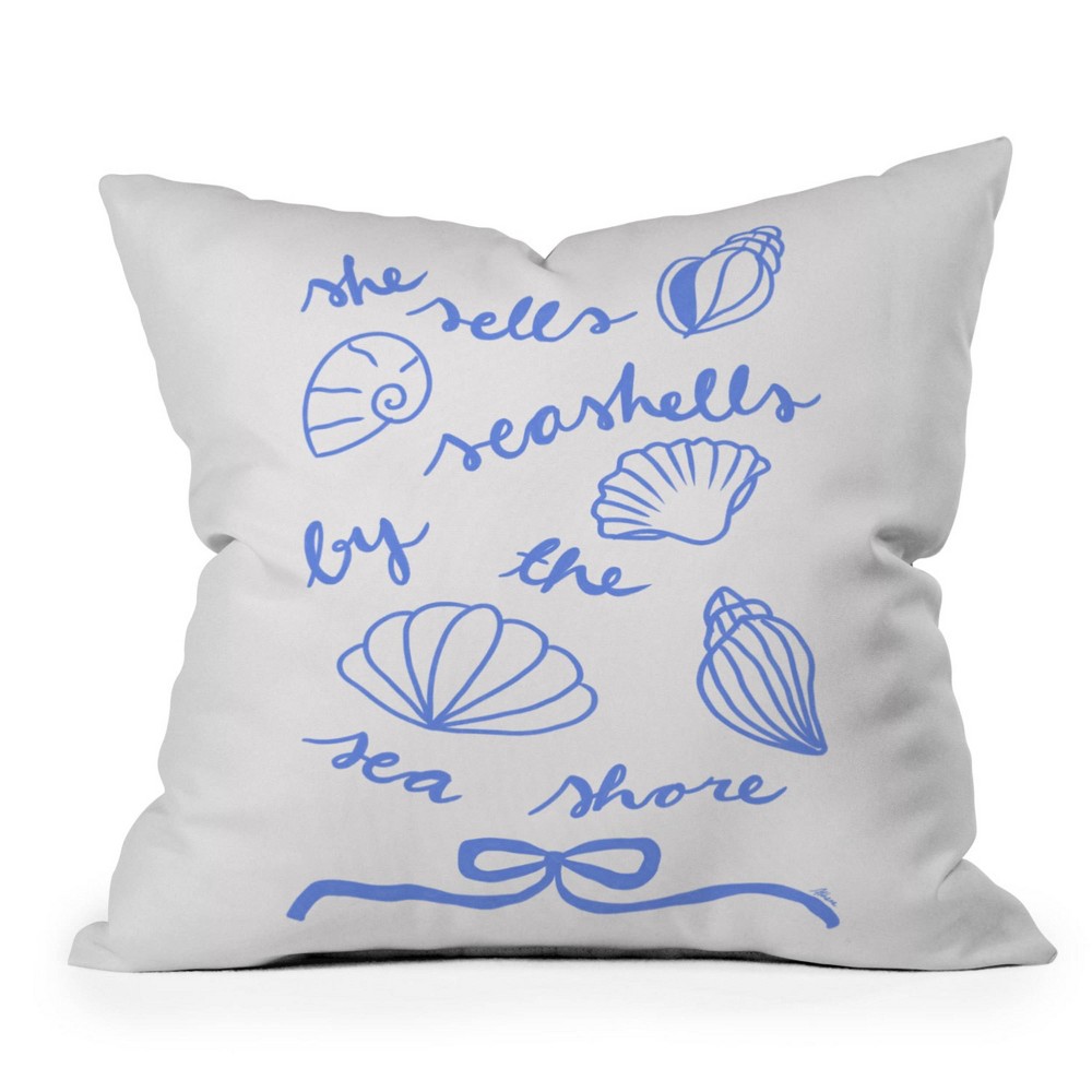 Photos - Pillow Deny Designs 26"x26" Athenesatelier She Sells Sea Shells Coastal Square Indoor Throw 