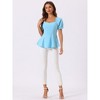 Allegra K Women's Sweetheart Neck Puff Ruffle Sleeve Elegant Peplum Top - 3 of 4