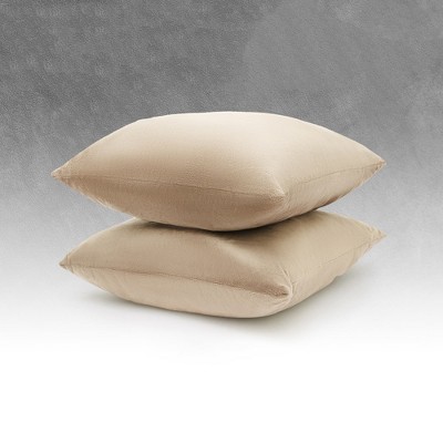 Taupe Velour Decorative Throw Pillows with Inserts, Set of 2