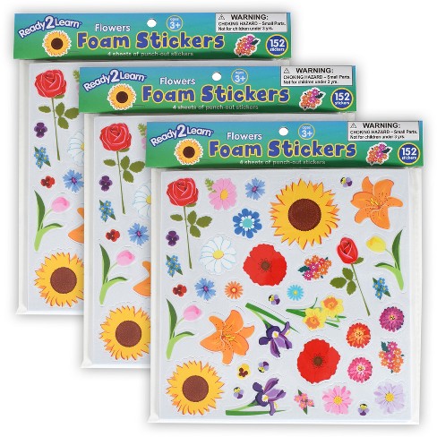 Ready 2 Learn Foam Stickers - Flowers - 152 per Pack - 3 Packs