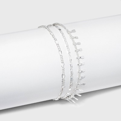 Figaro Chain Bracelet Trio - A New Day™ Silver