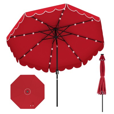 Tangkula 10 FT Solar Patio Umbrella Outdoor Market Sunshade w/ 24 LED Lights