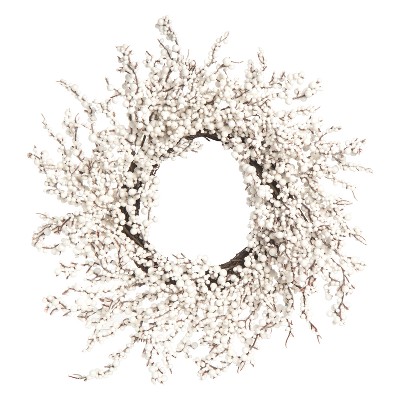 Transpac Foam 26 Inch White Christmas Round Currant Wreath for Holiday Decor and Festive Celebrations