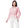 Anna-Kaci Women's Long Sleeve Blouse with Ruffle Neckline and Cinched Waist Detail - 4 of 4