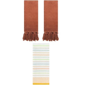 REGALWOVEN 3 Packs Cotton Absorbent Soft Hand Towels for Bathroom - 1 of 4