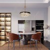 LNC Zephyrine 4-Lights 16" Mid-Century Modern Luxury Drum Crystal Chandelier, Gold and Black - 4 of 4