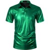 Lars Amadeus Men's Short Sleeves Shiny Disco Nightclub Party Golf Metallic Polo Shirt - 2 of 4