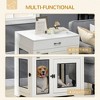 Gulches Dog Crate Furniture with Soft Water-Resistant Cushion, Dog Crate End Table with Drawer, Puppy Crate for Small Dogs Indoor with 2 Doors, White - 2 of 4