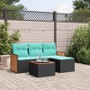 vidaXL 5 Piece Patio Sofa Set with Cushions Black Poly Rattan - Black and Blue With Table - 2 of 4