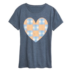 Women's - Instant Message - Patchwork Quilt Heart Short Sleeve Graphic T-Shirt - 1 of 4