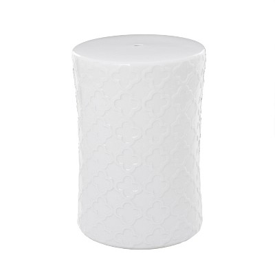 Contemporary Ceramic Quartrefoil Accent Table White - Olivia & May: Round Drink Table, No Assembly Required