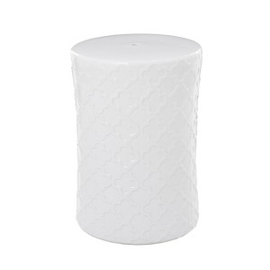 Contemporary Ceramic Quartrefoil Accent Table White - Olivia & May: Round Drink Table, No Assembly Required - 1 of 4