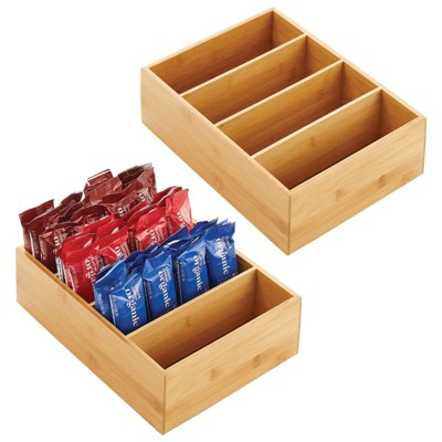 Mdesign Formbu Natural Bamboo 4-section Food Storage Organizer Bin - 12 ...