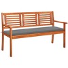 vidaXL Outdoor Patio Bench, Wooden 3 Seater Patio Bench with Cushion, Garden Bench for Balcony Poolside Porch, Farmhouse Style, Solid Wood Eucalyptus - 2 of 4