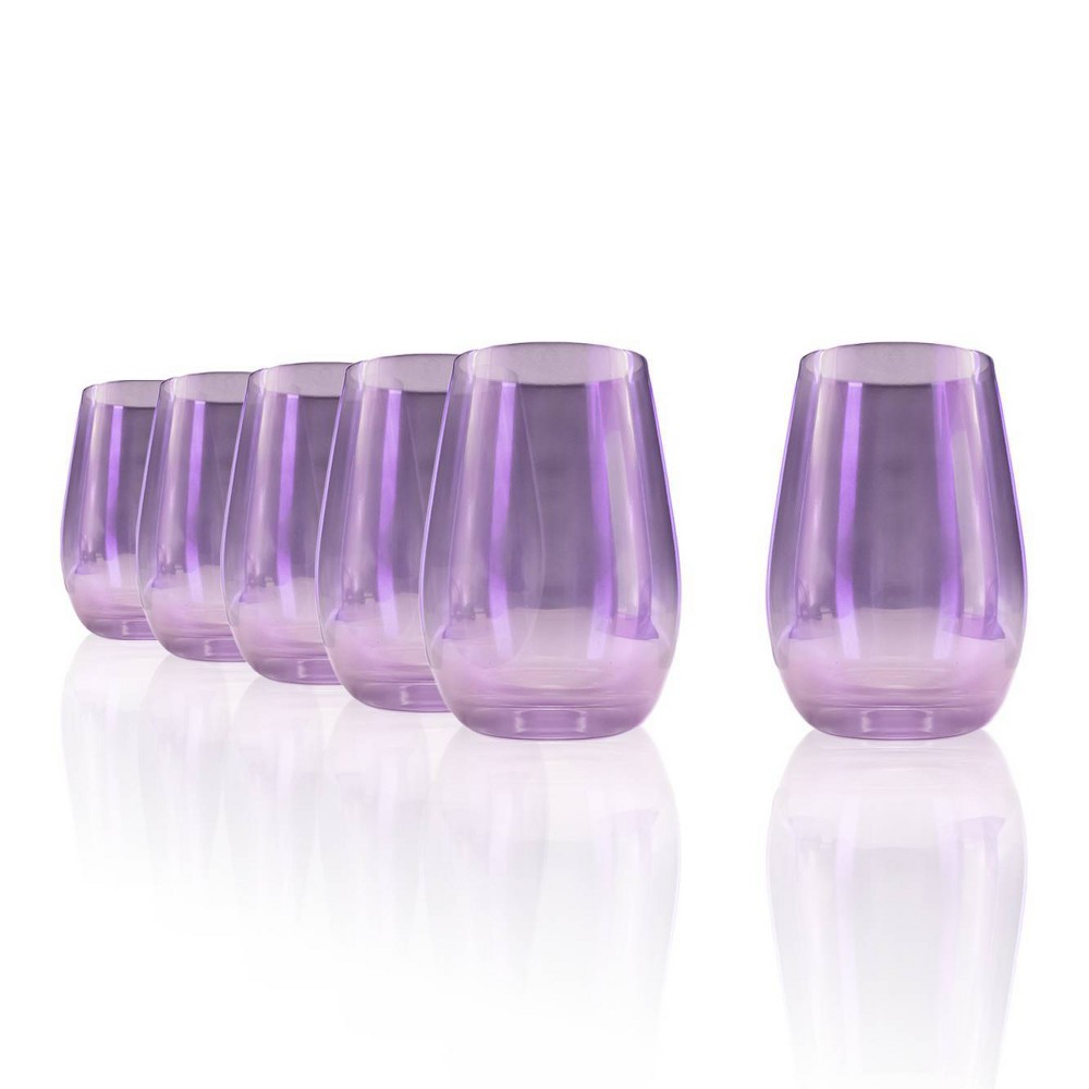 Photos - Glass Stolzle Lausitz Set of 6 15.75oz Mirrors Tumbler Glasses Violet