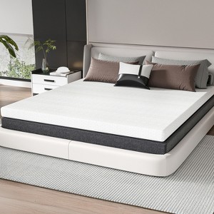 3" Gel Memory Foam Mattress Topper with Cooling Bamboo Cover - Breathable & Supportive - 1 of 4