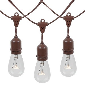 Novelty Lights 37.5 Feet Heavy Duty Light Strings and Sets with 25 Suspended E26 Sockets, Brown Wire PVC Stringer, 18" Spacing, End-To-End Connectable - 1 of 4