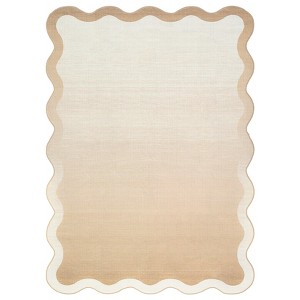 Washable Scalloped Living Room Rugs, Indoor Modern Ombre Soft Non Slip Area Rug for Bedroom, Large Home Decor Carpet for Dining Room - 1 of 4