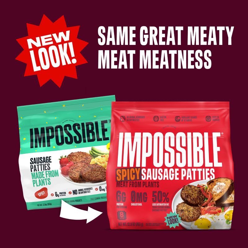 Impossible Plant Based Spicy Sausage Patties - Frozen - 12.8oz/8ct, 2 of 9