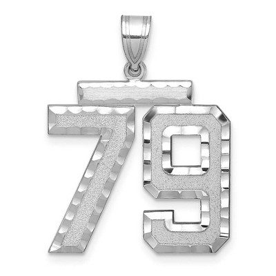 Black Bow Jewelry 14k White Gold, Varsity Collection, Large D/C Pendant, Number 79