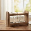 Rustic Pine Wood Holder with Three Glass Vases – 15" by Melrose - 2 of 3