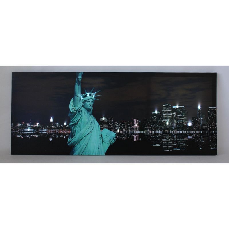 Northlight LED Lighted Statue of Liberty with New York City Skyline Canvas Wall Art 15.75" x 39.25", 1 of 3